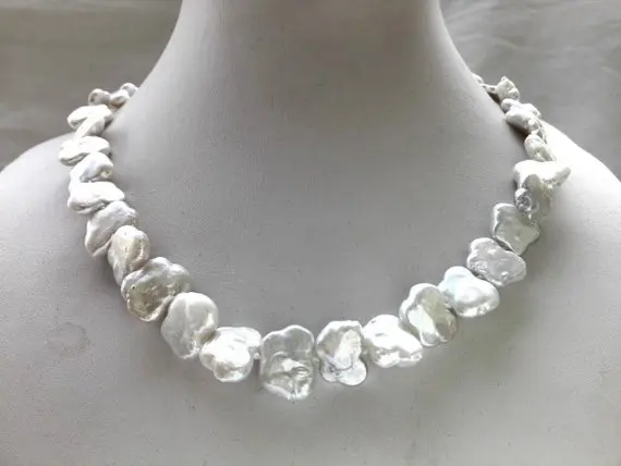 

Unique Pearls jewellery Store White Color 10-17mm Genuine Freshwater Pearl Necklace 18inches Charming Women Party Gift Jewelry