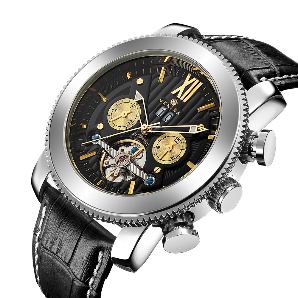 Классические мужские часы Tourbillon с оберткой Топ бренд Роскошные автоматические