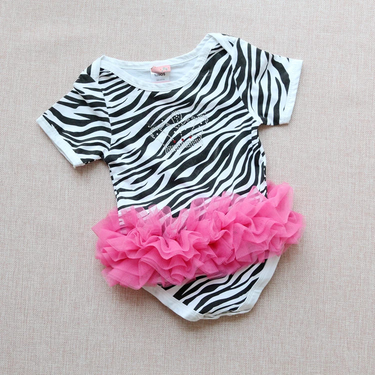 

Free shipping in stock infant baby girls romper with zebra print 2015 summer baby clothing short sleeve jumpsuit 0-2 years old