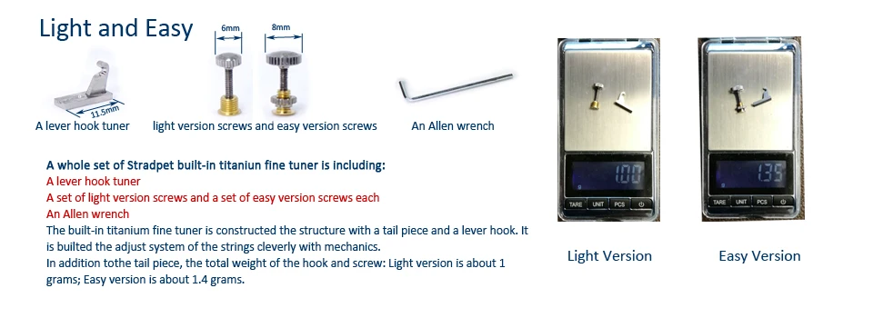 STRADPET скрипка встроенный титановый тонкий тюнер Набор для концевой струны, аксессуары для скрипки