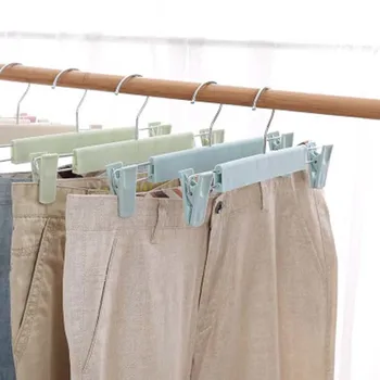 

Pants Trousers Hanging Clothes Hanger Stainless Steel Clothing Storage Space Saver Neat Rack Adjustable Clips Cloth hanger