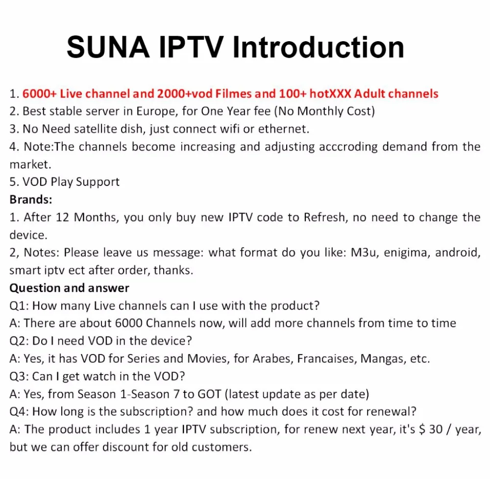 6000+ live Promozione SUNA tv франчесское abbonamento Ip tv в Diretta tv VOD фильм Канали Франческо арабо Великобритания Европа и не anno Smart tv