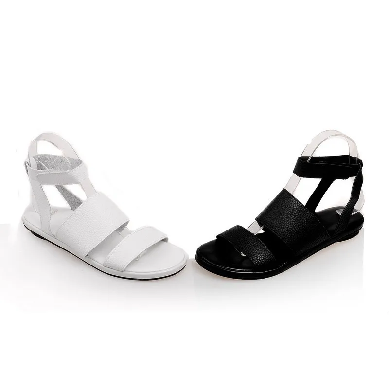 PQECFS/Большие размеры 34-43, высокое качество,, новые модные женские однотонные сандалии на плоской подошве 2 цвета