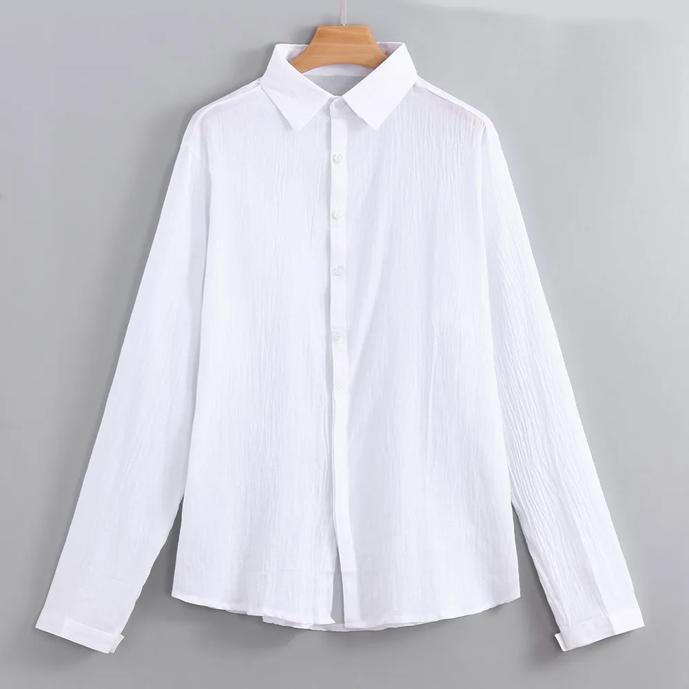 Мужская рубашка на пуговицах с длинным рукавом Camisa Masculina Manga Longa облегающая