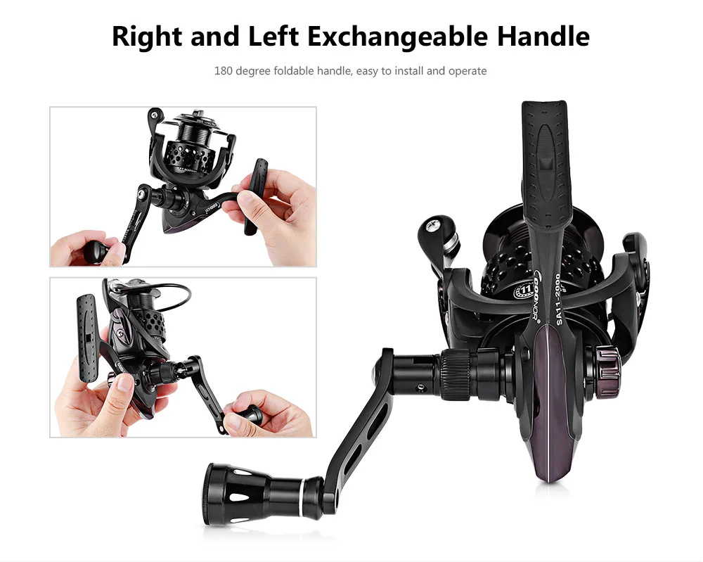 COONOR SA11 11 + 1BB 5.5:1 Lightweight Spinning Fishing Reel with Foldable Handle