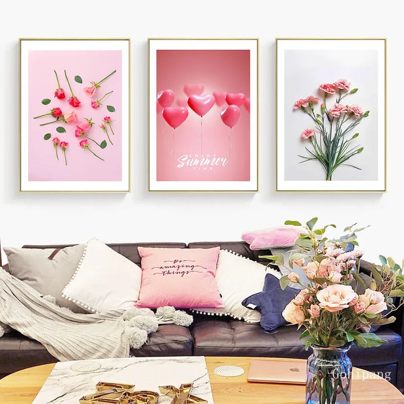 Nordic-Pop-Refresh-Flowers-Canvas-Paintings-Pink-Rose-Poster-Print-Enjoy-Summer-Time-Wall-Art-Pictures (5)