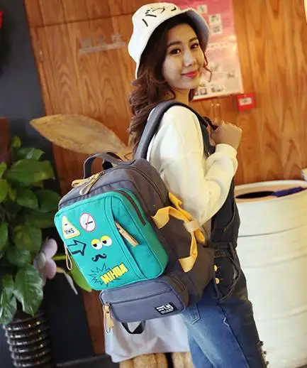Hot sale Japanese Korean Harajuku printing cartoon schoolbag college wind backpack student bags shoulder canvas new