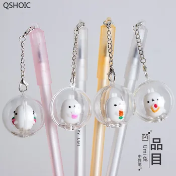 

48 Pcs Gel Pens Cartoon The Rabbit Pendant Black Colored Kawaii Gift Gel-ink Pens for Writing Stationery Office School Supplies