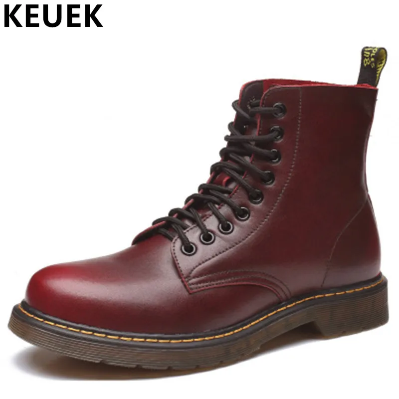 

Plus size Ankle boots Autumn Winter Men boots Genuine leather Vintage Motorcycle boots Wear-resistant Male shoes 033