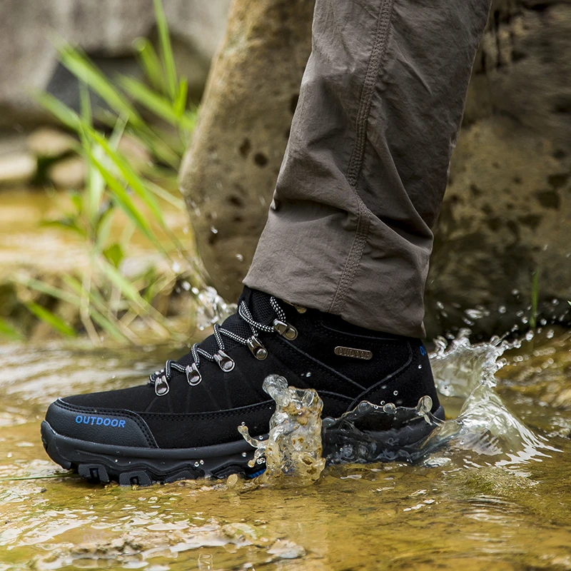 

Hiking Shoes Man Suede Waterproof Non-slip Sneakers Men Tactical Boots Lace Up Mountain Climbing Hunting Shoes Big Size