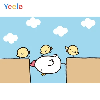 

Yeele Blue Sky White Clouds Chicken Hen Game Children Photography Backgrounds Customized Photographic Backdrops for Photo Studio