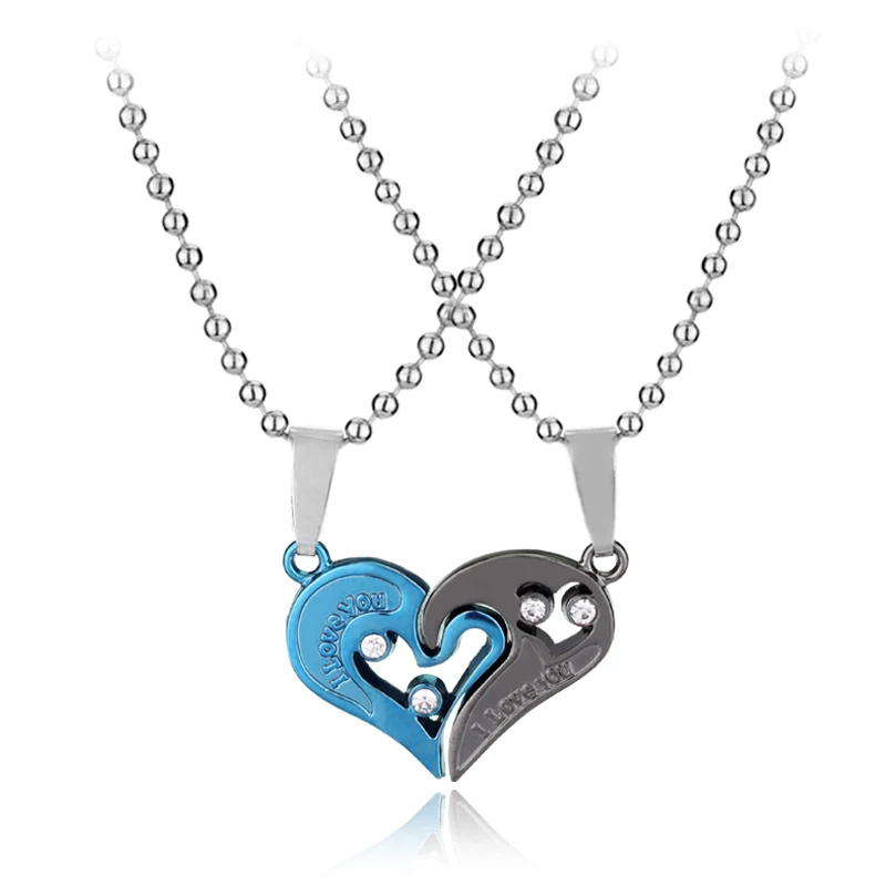 1 пара любовников подвески для женщин I Love You Двойное Сердце колье чокер Femme Perle Bijoux