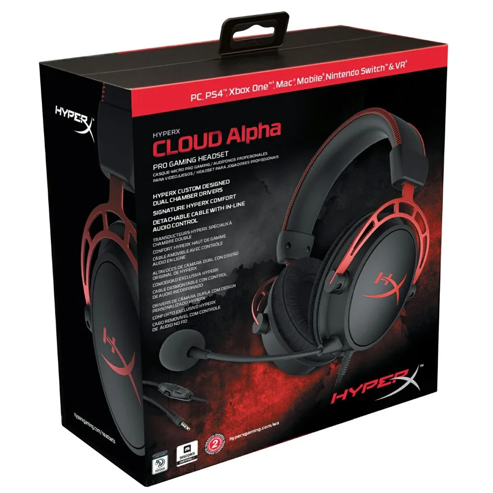 Игровая гарнитура kingston HyperX Cloud Alpha с микрофоном 3,5 мм для PS4 PRO Xbox One S мобильных устройств VR PC Gamer