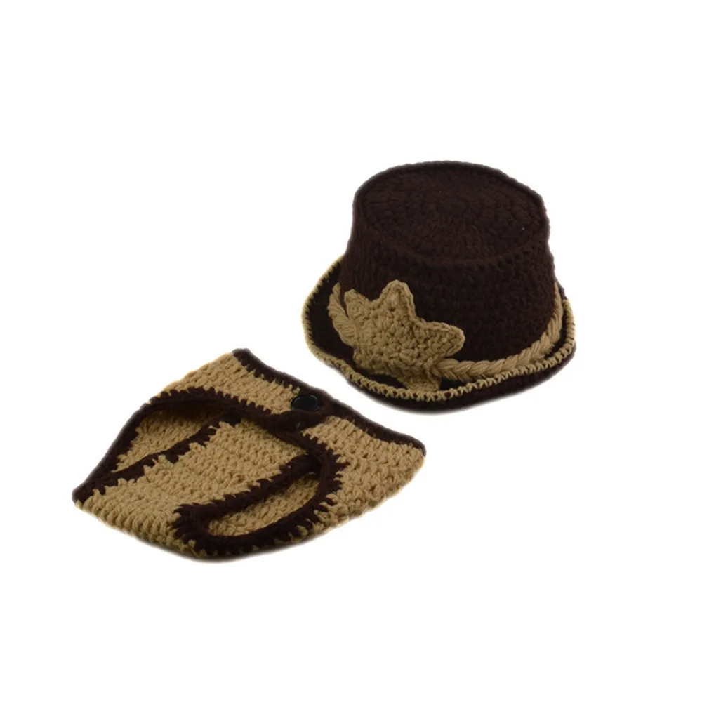 Новорожденный мальчик ковбой фото реквизит вязаный младенческий ...