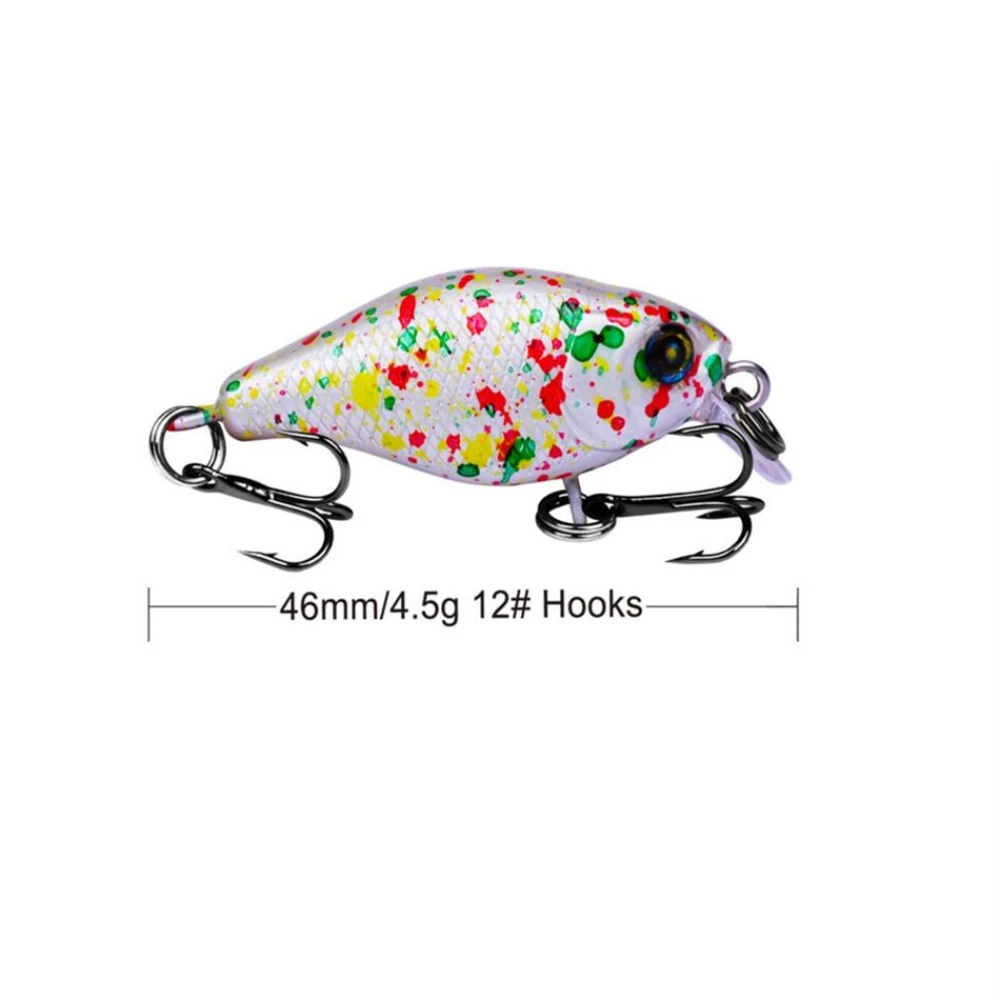1 шт./лот, 46 мм, 4,5 г, рыболовные приманки, жесткая наживка, блесна, рыболовная приманка, приманка для окуня, кренкбейт, приманка для форели с крючками 12