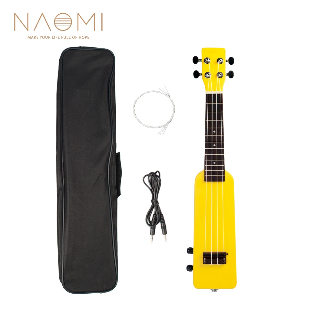 

NAOMI 21" Electric Ukulele Uke Kit W/Gig Bag Silent Electric Ukulele Soprano Ukulele Yellow New