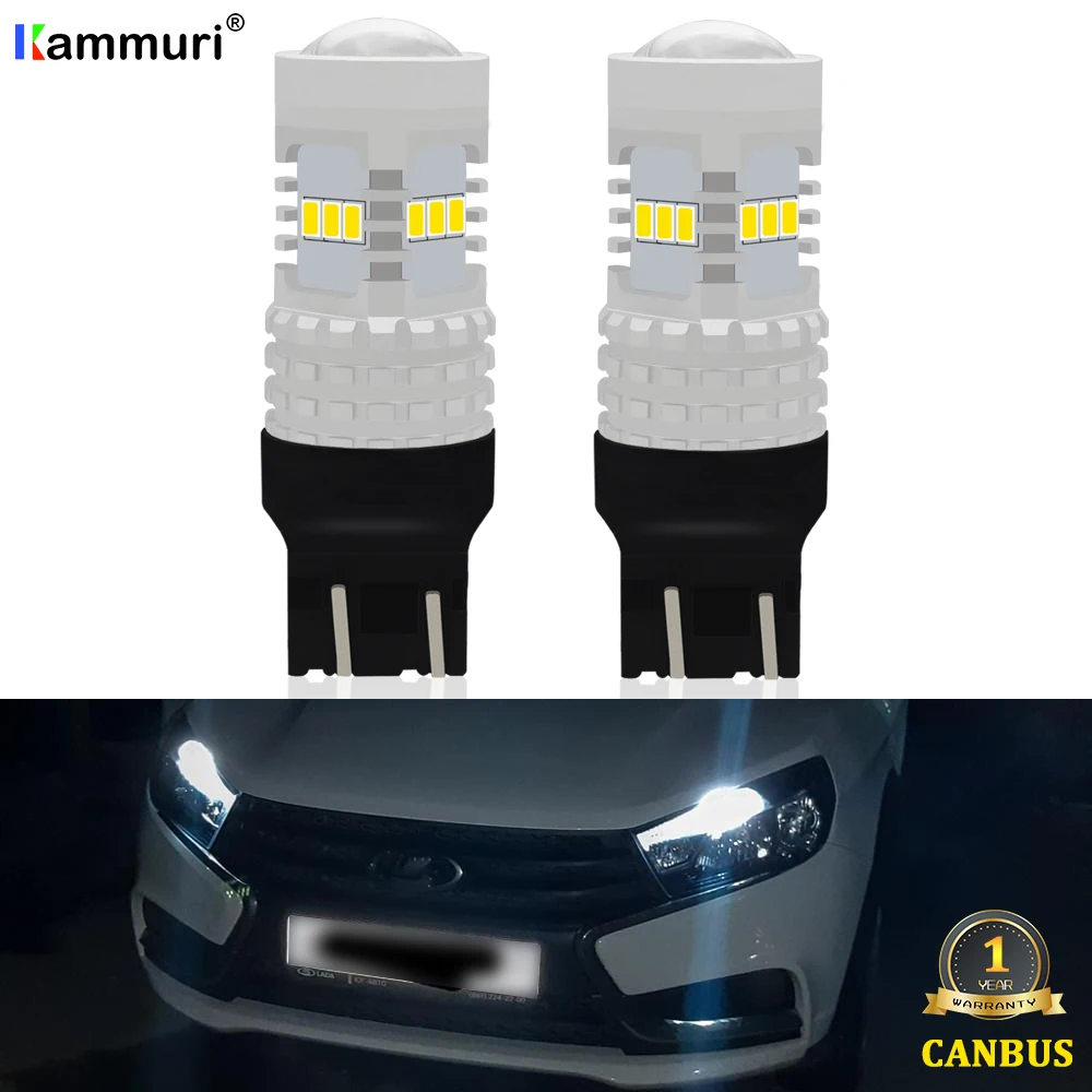 

2PCS 6000K White LADA Lada Kalina Granta Vesta DRL LED Bulbs SRCK 7443 7444 T20 W21/5W LED Lamp Extremely Bright 12LEDs 3020-EX