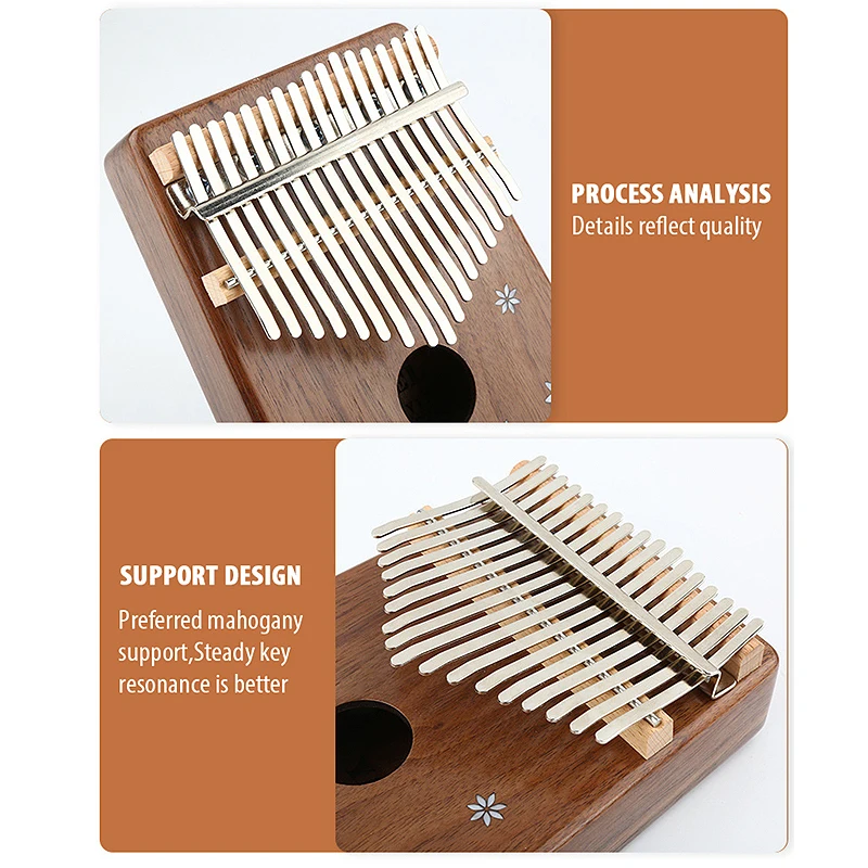 Пианино BATESMUSIC Kalimba 17 клавиш легкое в воспроизведении пианино Mbira из массива