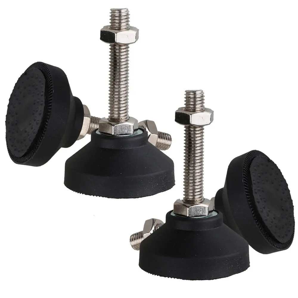 Black 50mm Dia Bass M10 X 53mm Thread Screw On Type Adjustable Levelling Feet Furniture Glide