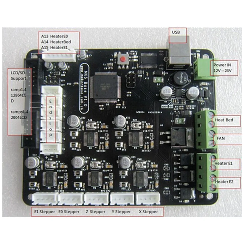 Free Shipping New 3D Printer Motherboard MKS BASE V1.4 Controller Board For Dual Extruder Reprap Kossel Delta Prusa 3D Printer-in 3D Printer Parts ...