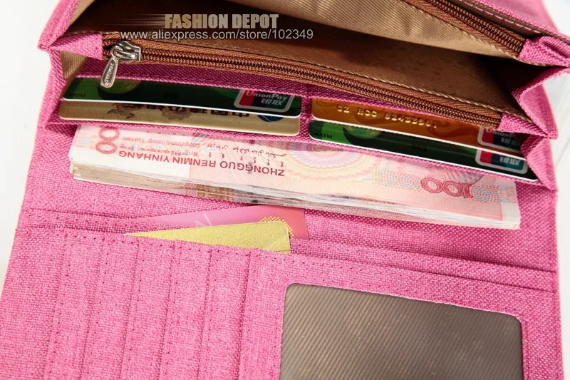 Long canvas wallet purse with zipper pocket (1)