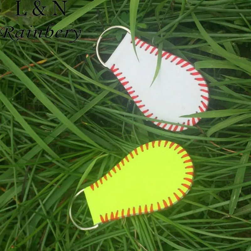 

Rainbery 2018 New Arrival Monogrammed Leather Softball Baseball Keychain For Men Women
