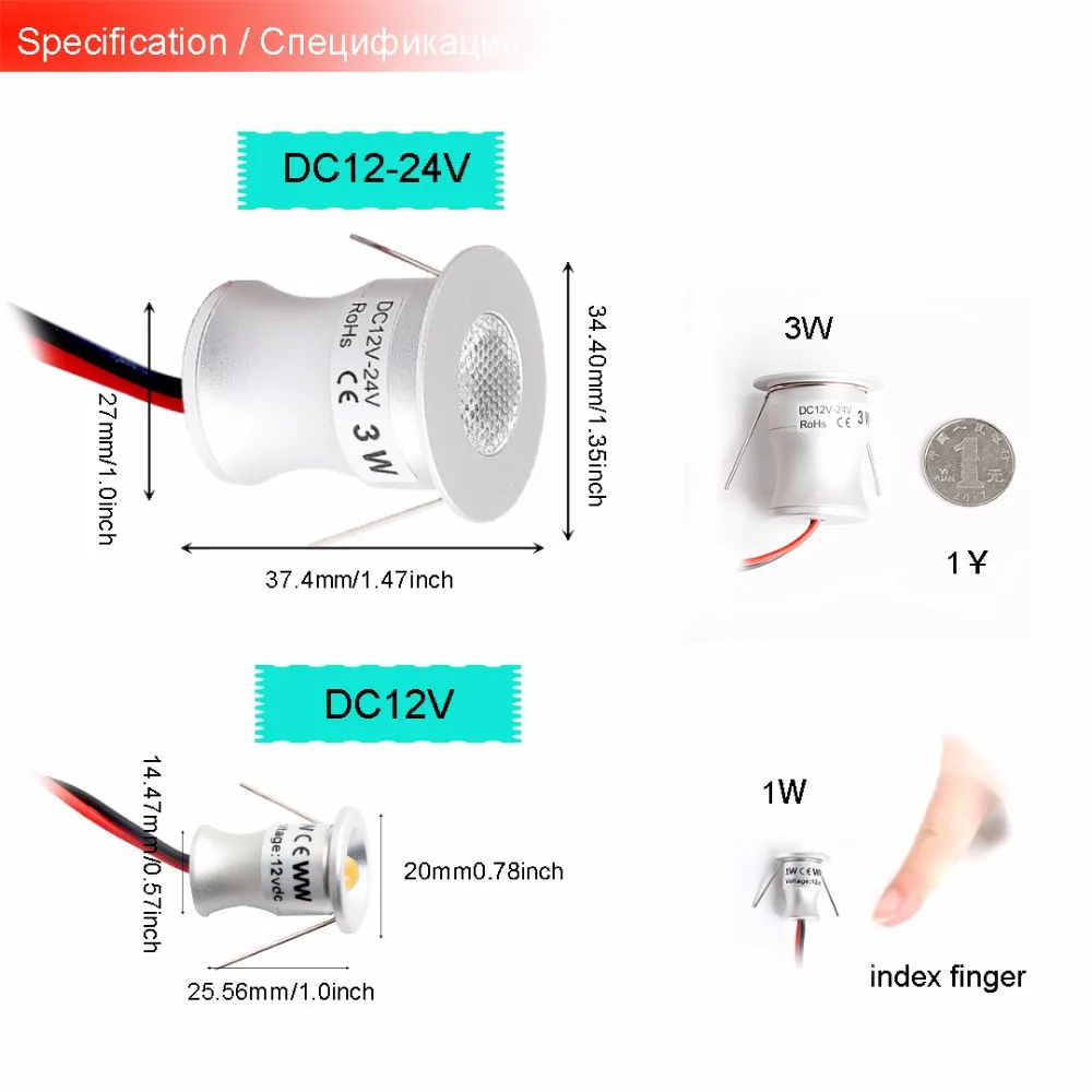 12V-24V Led Spotlight Cabinet Mini Spot Light IP65 Waterproof 1W 3W Recessed Down Light Cold Warm White Cupboard Showcase use Q