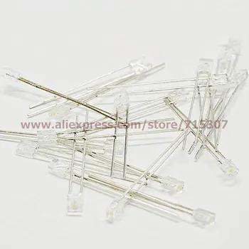 

PHISCALE 50pcs 3*2*4 / 3x2x4mm rectangle white led with flat top transparent lens high brightness 2pins through hole
