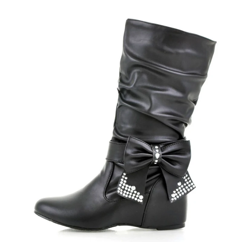 ANMAIRON/Популярные стильные новые модные ботинки на плоской подошве женские зимние ботинки из мягкой кожи женская обувь без застежки 4 цвета, большие размеры 34-47 - Цвет: Черный