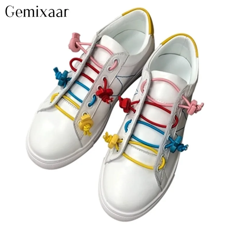 

Concise Sneakers Shoes Woman Round Toe Colorful Cross Tied Vulcanize Footwear Genuine Leather Flats Female Sneakers Shoes Women