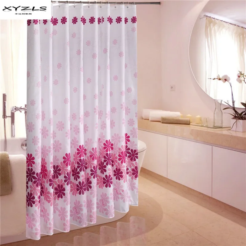 

XYZLS Chinese Style Peach Blossom Printed Shower Curtain Eco-friendly Waterproof Bathroom Curtains Polyester Curtain for Bath