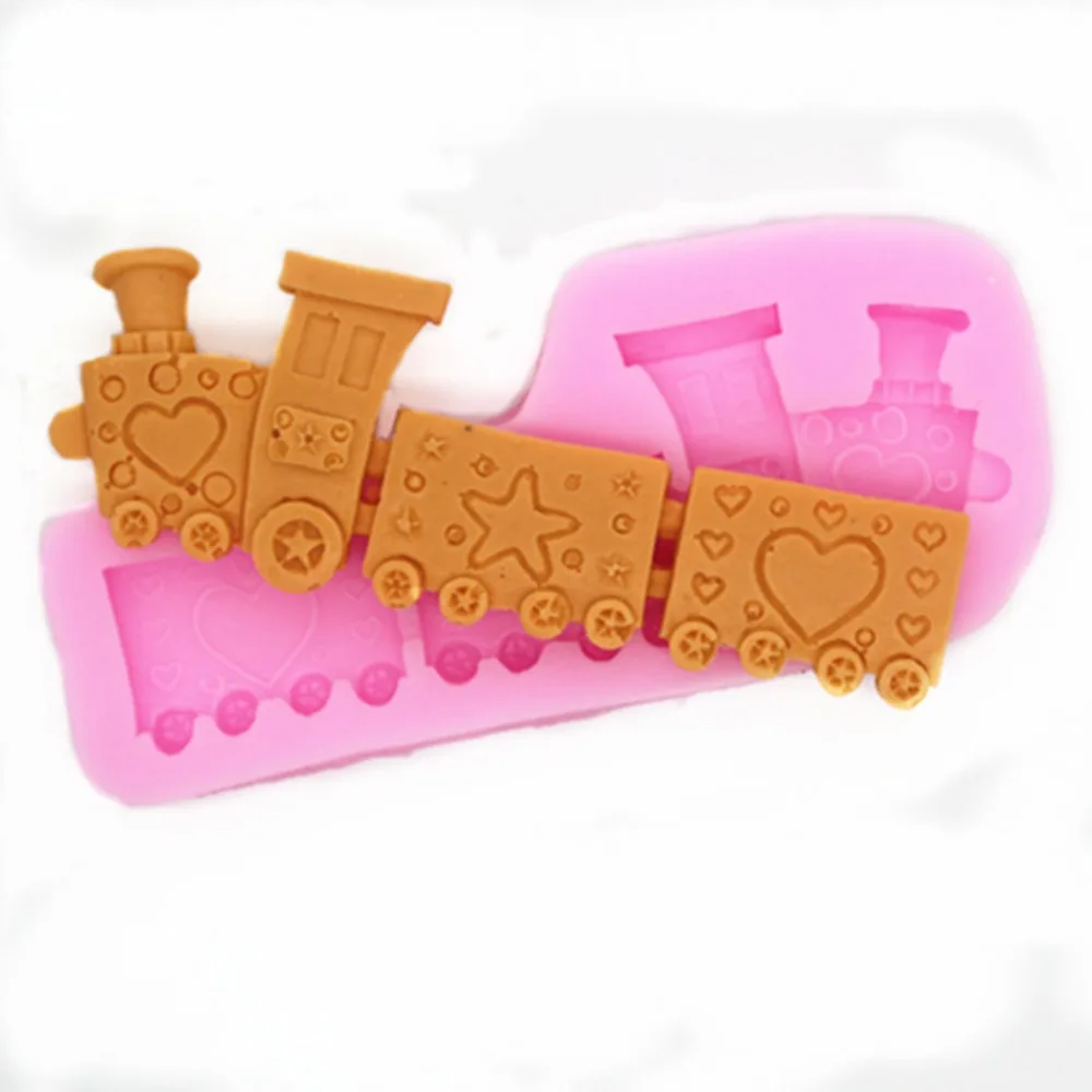 DIY Bake Cake Mould Sugar Cartoon Small Train Silicone Mold Cooking Baking mould Decorating Tools | Дом и сад