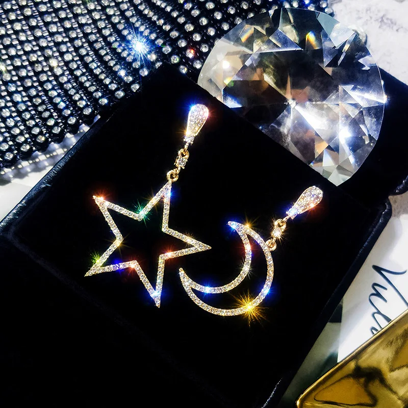

Shiny Side New Women's Fashion Brand Jewelry Crystal Star Stud Earrings for Women Gift Pierced Earrings