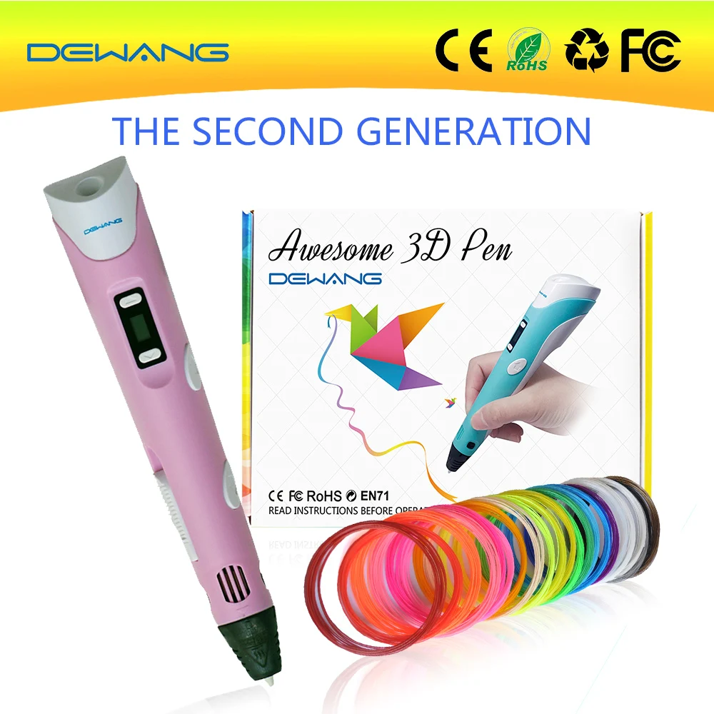 

2016 DEWANG promotional magic crafting modeling stereoscopic blue 3d printing drawing pen with 20colors 5mABS filament free ship