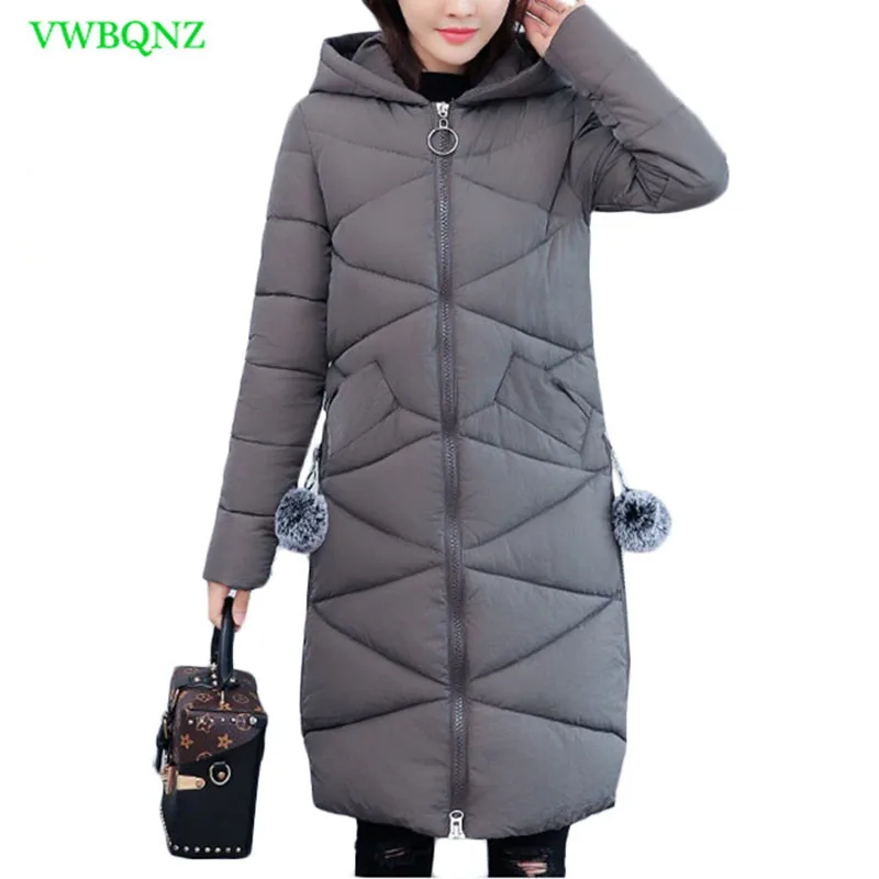 

Women Fashion Hooded Down cotton Jacket Autumn Winter Slim Long Warm Outerwear Women's Korean Plus size Cotton Overcoat 3XL A378