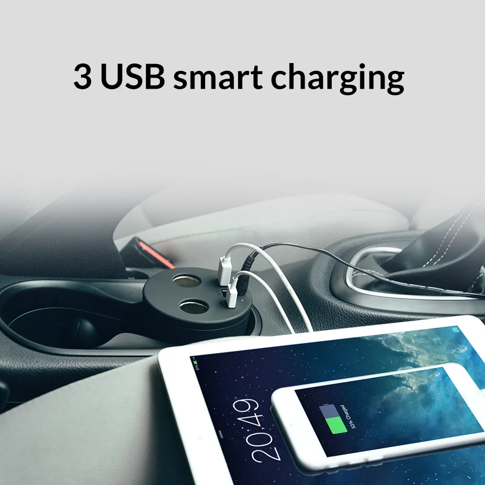 ORICO شاحن سيارة 3 USB DC/5 V 7.2A كوب الطاقة محول مأخذ التوصيل ولاعة السجائر الخائن للهاتف المحمول شواحن اللوحي و أكثر