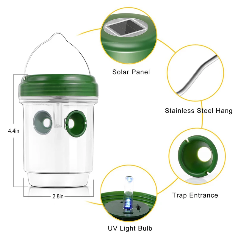 Solar Powered Wasp Trap Insect Catcher for Bees Yellow Jackets Hornets Flying Bee Hornet Trap Catcher Insect Mosquito Killer Solar Powered Wasp Trap Insect Catcher for Bees Yellow Jackets Hornets Flying Bee Hornet Trap Catcher Insect Mosquito Killer