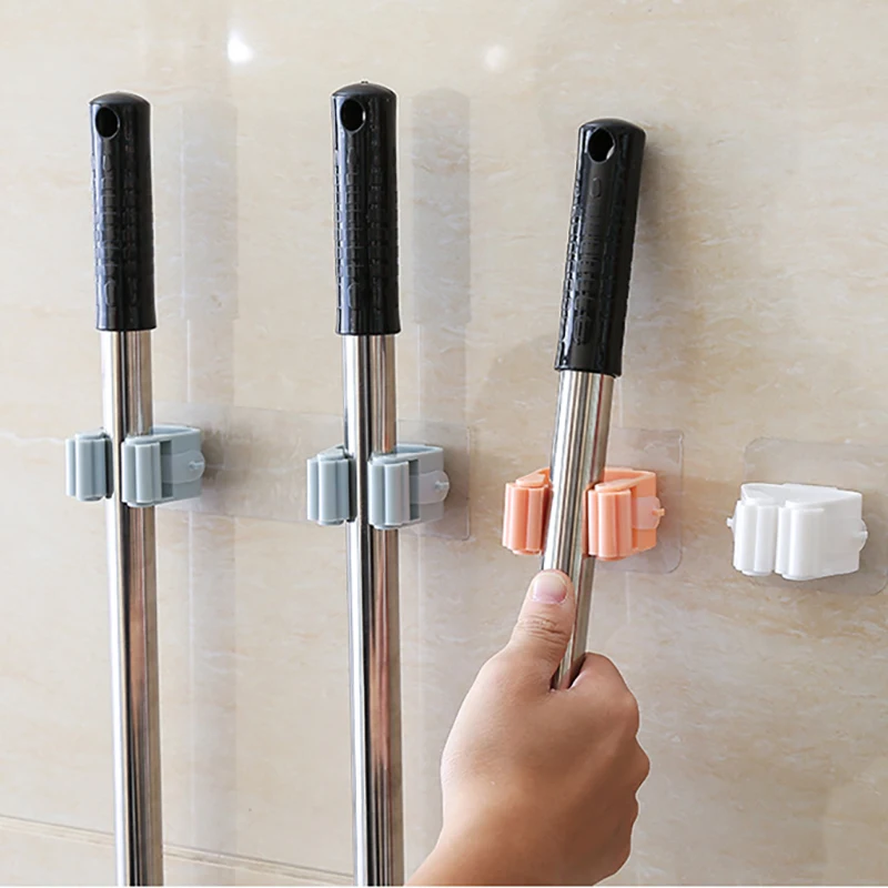 6PCS Plastic Multi functional Mop Hook Practical Kitchen Wall Mounted