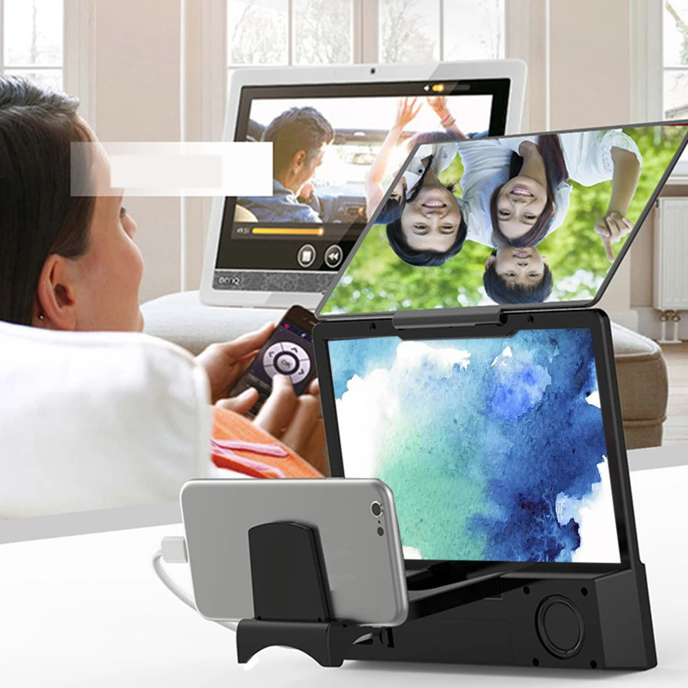 Дисплей проектор складной Рабочий стол увеличенный Стенд кронштейн держатель дома с динамиком Усилитель экран Лупа 3D HD мобильный телефон