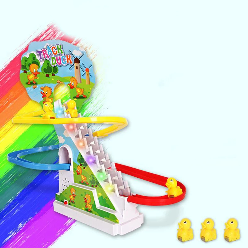 

1 Pc Electric Music Light Duck Automatically Climing Stairs Track Educational Toys Funny Games Birthday Gifts Newest