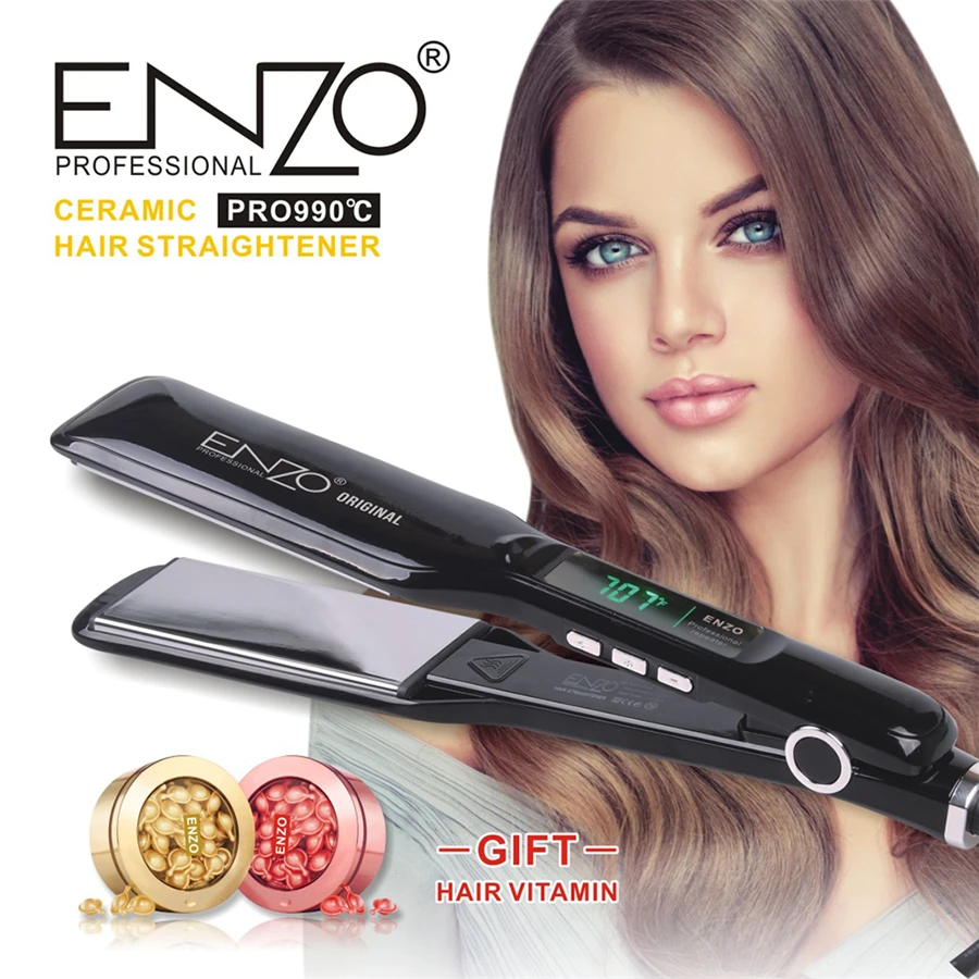 

ENZO Professional Ceramic Flat Iron Argon Oil Added Moisture Thermal Protection Ionic Hair Straighener