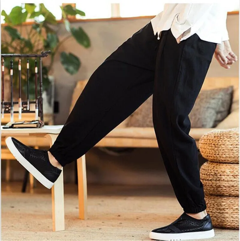 2019 Новое поступление, Осенние штаны-шаровары с эластичным ремешком, широкие брюки, повседневные свободные мужские брюки, большие размеры