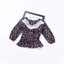 INS/осенние шифоновые блузки для девочек детские рубашки с цветочным узором Топы принцессы для детей от 12 месяцев до 4 лет, вечерние платья