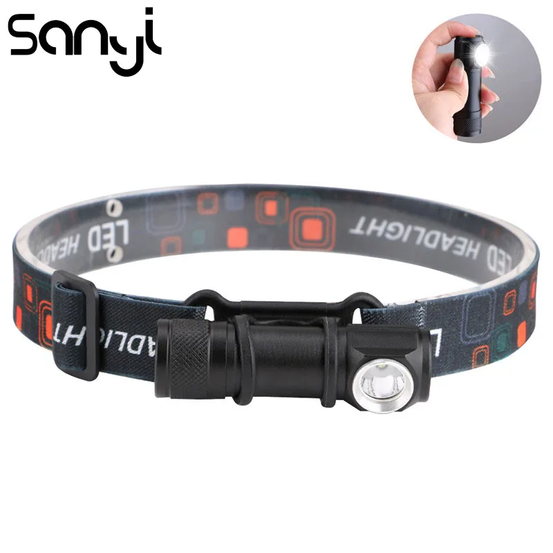 

SANYI 2 in 1 Headlamp & Flashlight Torch USB Rechargeable Headlight 3 Modes Forehead Lamp LED XPE Portable Lanterna for Camping
