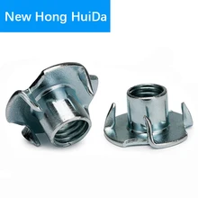 Porca de alto-falante m3 m4 m5 m6 m8 m10, porca banhada em zinco com quatro garras, porca t-nut ferragens para móveis com porca