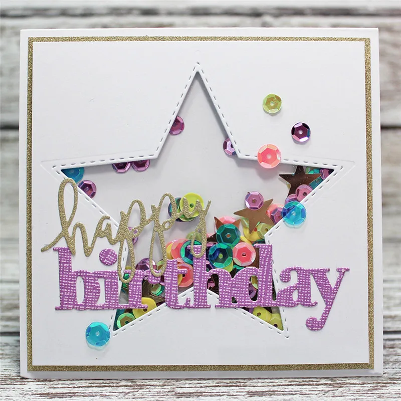 

YaMinSanNiO 2pcs Happy Birthday Words Metal Cutting Dies New 2019 Dies Scrapbooking for Card Making DIY Embossing Craft Die Cut