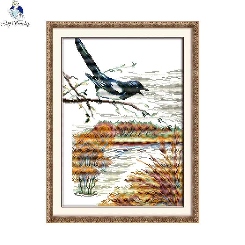 

The Bird on Branch-autumn Cross Stitch kits 14ct Counted Printed Canvas 11ct Fabric Stitching Embroidery DIY Handmade Crafts