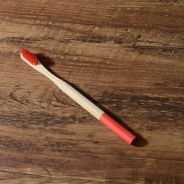 50-Pack бамбуковая зубная щетка мягкая щетина биоразлагаемая пластиковая зубная щетка бамбуковое волокно деревянная ручка логотип на заказ - Цвет: 50pcs red