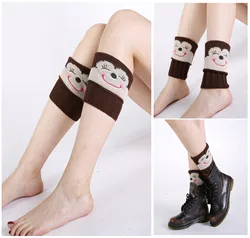 Fashion autumn and winter new knitted wool socks set Women's short flip embroidery handmade monkey warm foot cover boots Fashion autumn and winter new knitted wool socks set Women's short flip embroidery handmade monkey warm foot cover boots