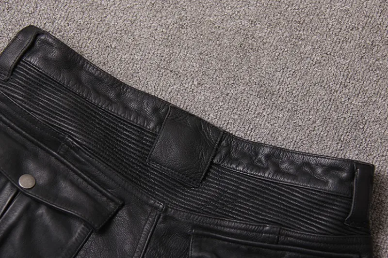Роскошные байкерские штаны из натуральной воловьей кожи с несколькими карманами, винтажные длинные штаны для сафари, кожаные панковские брюки размера плюс